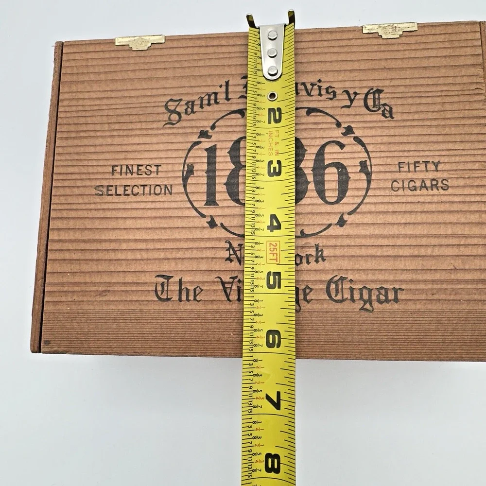 Sam'l J Davis 1886 The Vintage 50 Count Cigar Box Finger Jointed Queens NY Empty